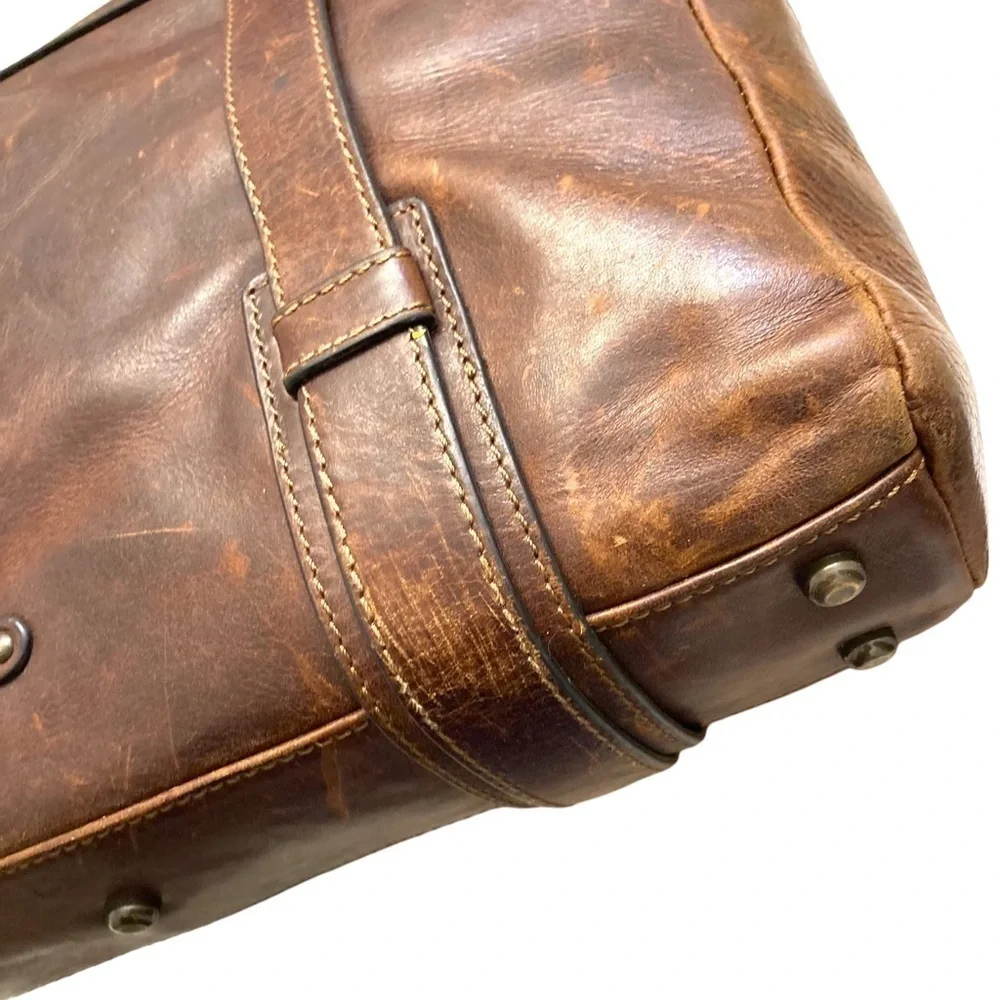 FRYE amazing distressed leather briefcase bag unisex BEAUTIFUL brown